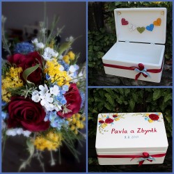 Dřevěná SVATEBNÍ krabička na přání a dary veselka