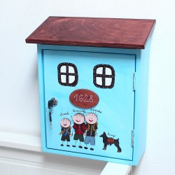 Dřevěná poštovní schránka - azzuro RODINA