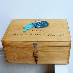 Dřevěná truhla znamení zvěrokruhu VODNÁŘ