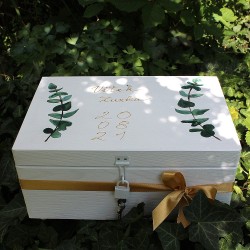 Dřevěná SVATEBNÍ krabička na vzpomínky eukalyptus