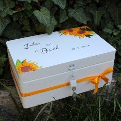 Dřevěná SVATEBNÍ krabička slunečnice