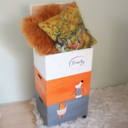 Dřevěné trio bedýnek na kolečkách na hračky MYŠÁK