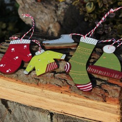 Dřevěné vánoční ozdoby oblečení sada