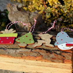 Dřevěné vánoční ozdoby mix sada