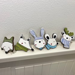 Dřevěné úchytky na nábytek nordic zvířátka