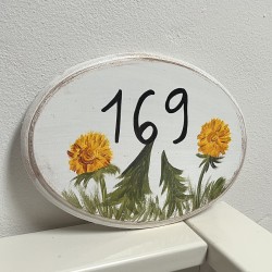 Dřevěné číslo popisné PAMPELIŠKY