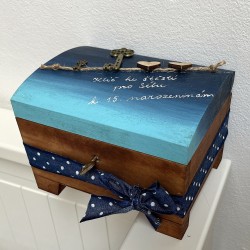 Azurová truhlička na zámek KLÍČ KE ŠTĚSTÍ