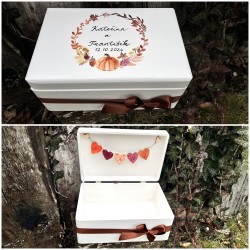Dřevěná SVATEBNÍ krabička na přání a dary podzimní