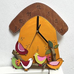 Dětské nástěnné hodiny PTAČÍ sněm žluté