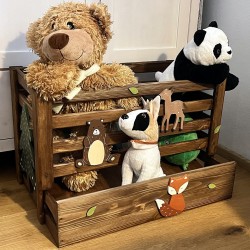 Dřevěný box na kolečkách na hračky V lese