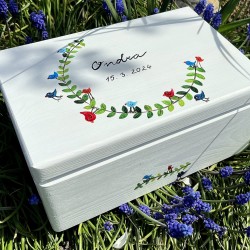 KRABICE na vzpomínky ptáčci - dárek k narození miminka