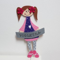 Dřevěná cedulka na dveře malé SLEČNY - Violetka