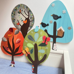 Dřevěná dekorace na zeď  pro děti Čtyři roční období