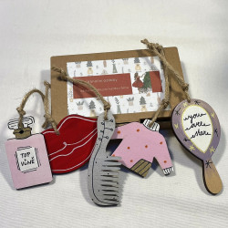 Dřevěné vánoční ozdoby na stromeček - sada žena