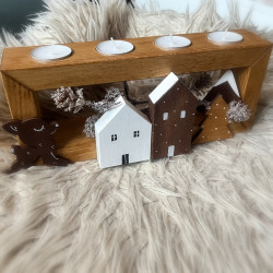 Adventní svícen obraz na čajové svíčky domečky