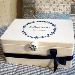KRABICE na vzpomínky modrotisk - dárek k narození miminka
